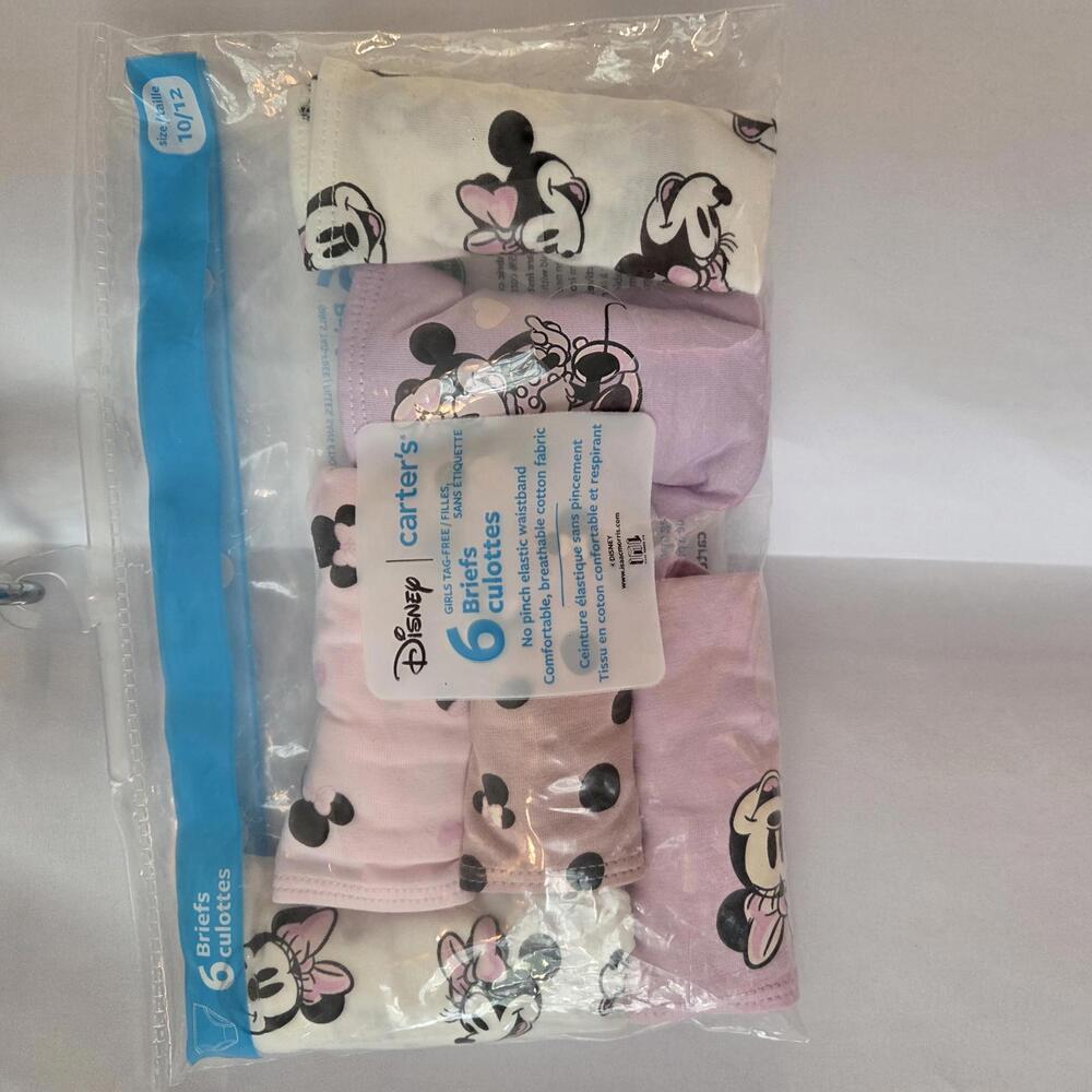 Disney Carter's‎ Girls 6-Pack Minnie Mouse Briefs Size 10/12